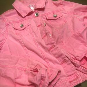 Justice Girls pink neon jean jacket 16